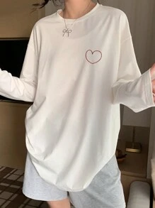 DAZY Print Loose Comfortable Long Sleeve Women Home Wear Top Pajama