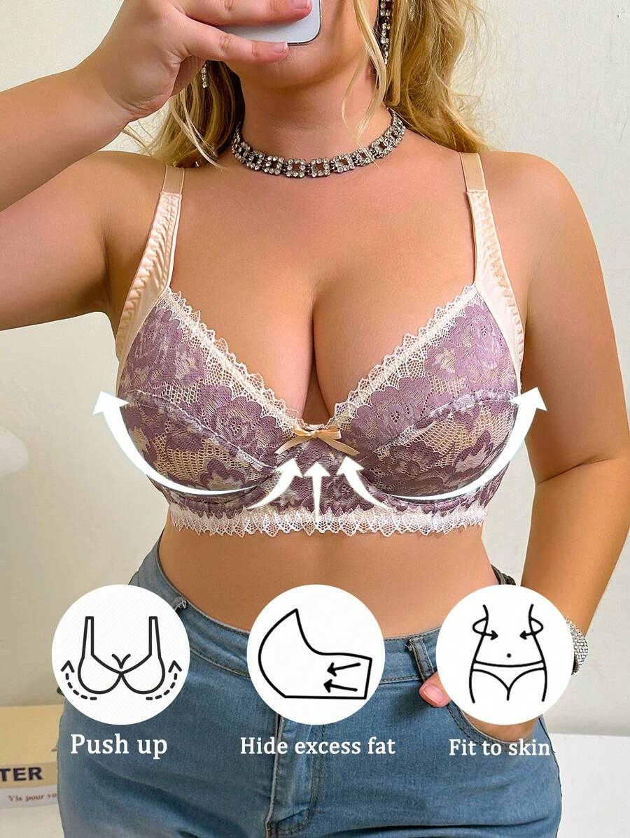 Plus Size Women's Sexy Lace Underwire Bra Lingerie