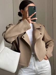 DAZY 春季新款宽松休闲女式风衣外套秋冬 - 摩卡棕 - 查看 7