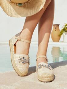 Styleloop 女士帆布一脚蹬乐福鞋，黑白拼接，休闲船鞋，厚底，流苏，透气，轻便，百搭低跟休闲鞋 - 米色 - 查看 2