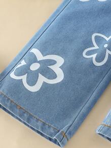 Conjunto de top de tirantes con cuello y pantalones con estampado floral para bebé niña - Blanco - Ver 4