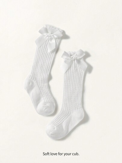 Cozy Pixies 1 par de calcetines de red de algodón con lazo para bebés/niñas pequeñas, para primavera/verano