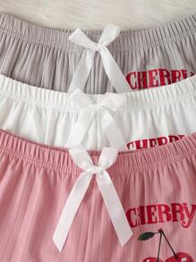Women's Simple Bow-Decor Lounge Shorts, Casual Daily Wear Sleep Shorts