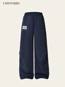 SHEIN 1 pezzo Pantaloni cargo casual e ampi di colore tinta unita con molte tasche per ragazzi adolescenti, nuovo stile versatile e di per l'estate