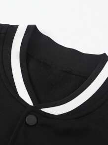 Manfinity Homme Plus Size Men's Letter Print Long Sleeve Casual Baseball Jacket