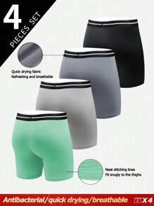 Set de 4 calzoncillos bóxer con impresión de letra simple para hombres