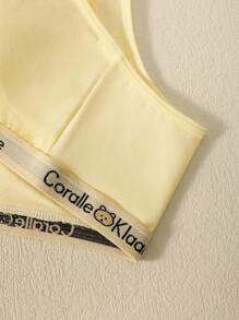 مجموعة 3 قطع ملابس داخلية مناسبة للمراهقات , متكونة من ألوان أحادية وألوان متداخلة, بتصميم جريء وبسيط بدون أكمام - متعدد الألوان - مشاهدة 4