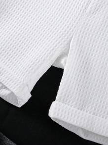 SHEIN 1 Piece Boy Knitted Solid Color Short Waisted Straight Leg Shorts, Suitable For Everyday Wear, Getaway, Holiday, Travel, Relax, Sunbathing, Summer - White - View 7