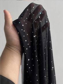 NU&NOW Bodysuit Renda Tanpa Lengan Ukuran Besar dengan Tali Bahu Tipis, Tanpa Punggung, dan Dekorasi Berkilau - Hitam - View 8