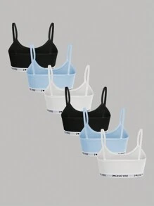 SHEIN 6pcs Tween Girls Casual Sports Letter Graphic Elastic Knit Soft Breathable Underwear Set