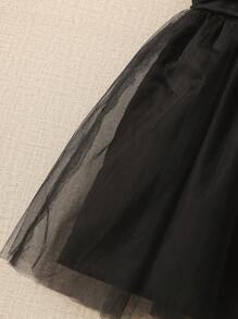 SHEIN Stijlvolle mode voor babymeisjes met tule strik en jarretels en prinsessenfeestjurk