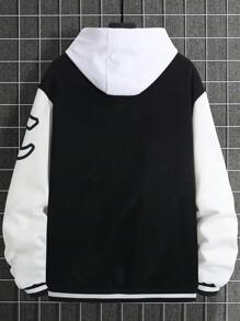 Manfinity Homme Plus Size Men's Letter Print Long Sleeve Casual Baseball Jacket