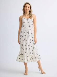 SHEIN LUNE Women's Minimalist Mid-Length Casual Slip Dress, Everyday Wear - White - View 4