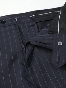 Manfinity Mode Plus Size Men's Striped Double Breasted Long Sleeve Minimalist Blazer And Pants Suit Set