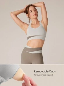 GLOWMODE FeatherFit™-Sculpt Two-Tone Sports Bra Medium Impact Workout Daily Gym