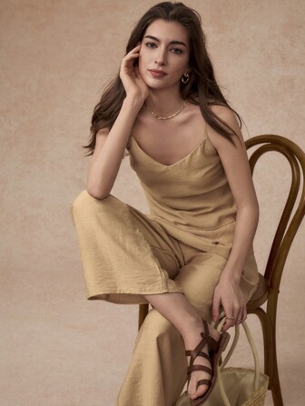 Écloséra 2 件套女士休闲度假吊带背心和阔腿裤套装