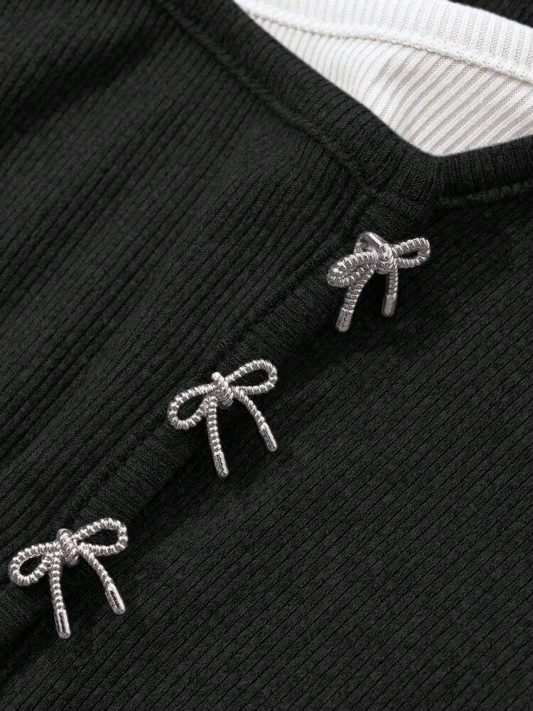 Women's Contrast Color Long Sleeve 2 In 1 Oblique Lapel Round Neck Butterfly T-Shirt,Fall Clothes