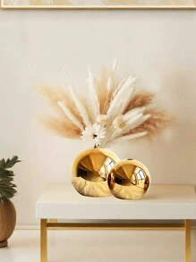1Pc Bình gốm trang trí nhà thủ công, Bình hoa nghệ thuật thủy canh Quà tặng trang trí nhà, Bình gốm thủ công Bình tròn nhỏ Bình đựng cây Cốc cắm hoa Trang trí máy tính để bàn nhà (Vàng) - Vàng - Xem 6