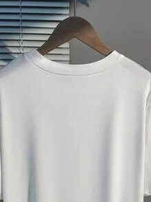 INAWLY Áo thun nữ tay ngắn cổ tròn màu trơn mùa hè có kích thước lớn - trắng - Xem 3