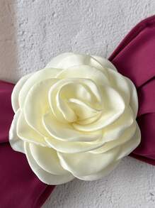 SHEIN Swim Springbreak 2025 Women Solid Floral 3D Strap Swimwear Top - Burgundy - View 4