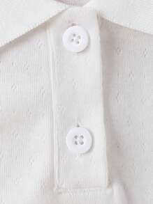 Souflis Souflis Baby Girl Simple Lapel Open Crotch Ruffle Sleeve Bodysuit, Cute & Fresh For Summer - White - View 5