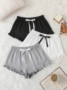 3 件套女式纯色拼接松紧腰休闲裤 - 彩色 - 查看 1