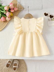 Girls Summer Dress, Baby Girl New Sleeveless Floral Print Fashion Princess Dress - Apricot - View 10