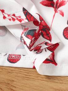 SHEIN Đầm in hình bướm dễ thương cho bé gái kèm thắt lưng, đa năng khi đi chơi - Đỏ - Xem 5