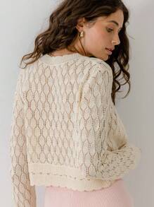 Aralina Elegant Textured Button-Up Diamond Pattern Summer And Winter Lounge Comfort Knit Cardigan