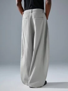 NEON BLANC Men's Street Fashion Woven Pants, Tapered Leg Trousers, Streetwear Edition - Grey - View 3