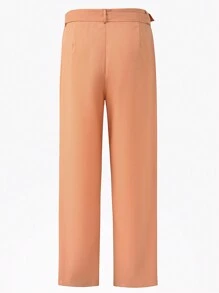 Claim Dot Men's Solid Color Waistband Straight Leg Casual Pants, Everyday Wear - Orange - View 2