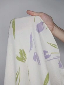 CottageSlumber Plus Size Lace Patchwork V-Neck Floral Print Pajama Set - Apricot - View 7