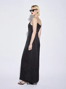 AiiRZ Elegante vestido de noche de satén largo con escote corazón, diseño de panel ajustado, para boda, invitado formal, ocasión especial, fiesta