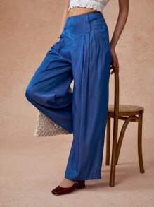 Écloséra Silk Blend Plain Relaxed Straight Leg Pants