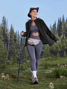 In My Nature Chaqueta con capucha con cordón de color liso para exteriores para mujeres