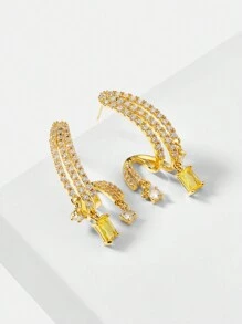 MOTF PREMIUM 18K 镀金时尚锆石吊坠耳环 - 金黃色 - 查看 1