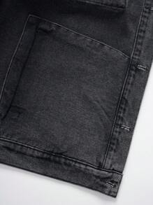Manfinity Hypemode Men's Front Button Closure Long Sleeve Pocket Casual Denim Jacket