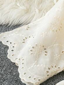 DreamSkyne 大码女式波西米亚风孔眼刺绣收腰 V 领短袖度假连衣裙，适合夏季 - 杏色 - 查看 7