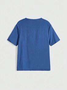 Artlesscauliflower Camiseta de Manga Curta Casual com Estampa Floral e Lua e Sol, Verão - Azul - Visão 2