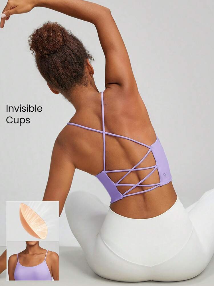 FeatherFit™ Crisscross Back Loneline Sports Bra Tank Top Light Support Low Impact Yoga Pilates Daily