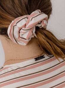 Aralina Curve Casual Jersey Wrap Front Stripe Sleep Crop Top With Scrunchie