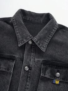Manfinity Hypemode Men's Front Button Closure Long Sleeve Pocket Casual Denim Jacket