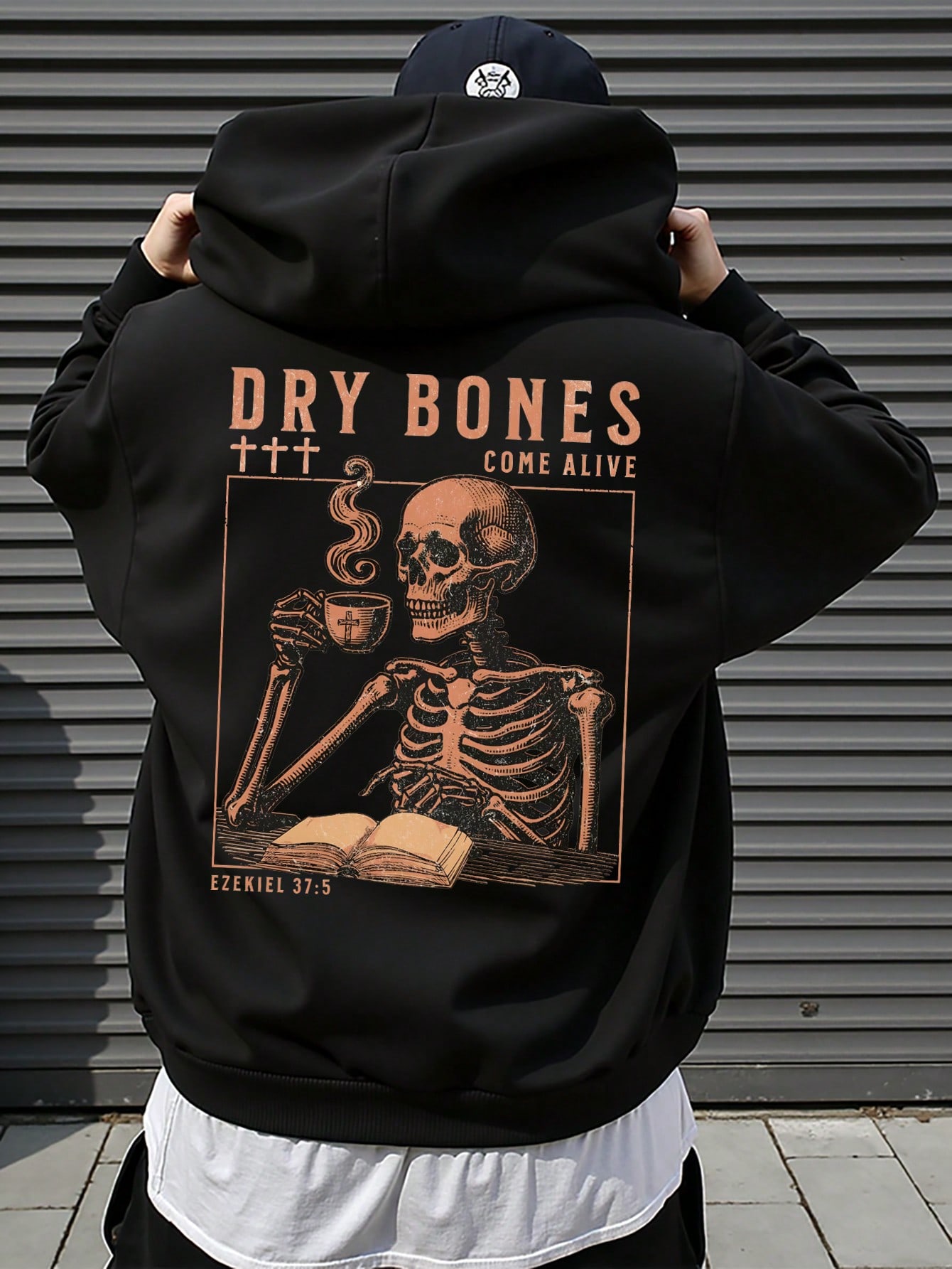 Manfinity Dauomo Skull Coffee Slogan Graphic Men Hoodie Sweatshirt