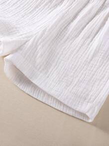 SHEIN Vintaside Kids 2pcs Set Young Boy Casual Simple School Style Cotton Short Sleeve Shirt And Shorts, Suitable For Everyday, School, Outing, Getaway, Holiday, Travel, Relax, Sunbathing, Spring & Summer