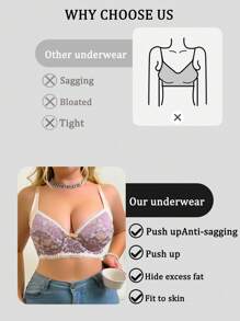 Plus Size Women's Sexy Lace Underwire Bra Lingerie
