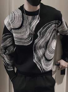 Manfinity Dauomo 1 pieza Camisa casual de manga larga con estampado de graffiti creativo para hombres, de moda y versátil