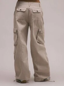 MUSERA Low Rise Baggy Cargo Pants Y2k Summer Cute Cosy Elegant Chic Casual - Grey - View 4