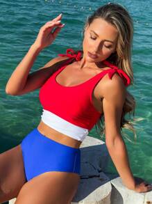 Swim Lushoire Bikini Áo Vest Đơn Giản Thiết Kế Trơn Cho Nữ, Kỳ Nghỉ Hè Ở Bãi Biển - Nhiều màu - Xem 1