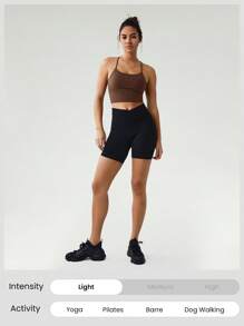 GLOWMODE FeatherFit™ Crisscross Back Loneline Sports Bra Tank Top Light Support Low Impact Yoga Daily Gym