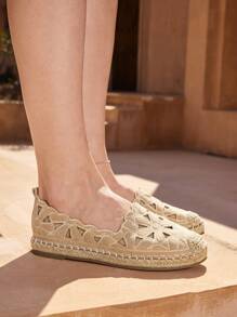 Styleloop Cuccoo Women's Flat Round Toe Woven Loafers - Khaki - View 3